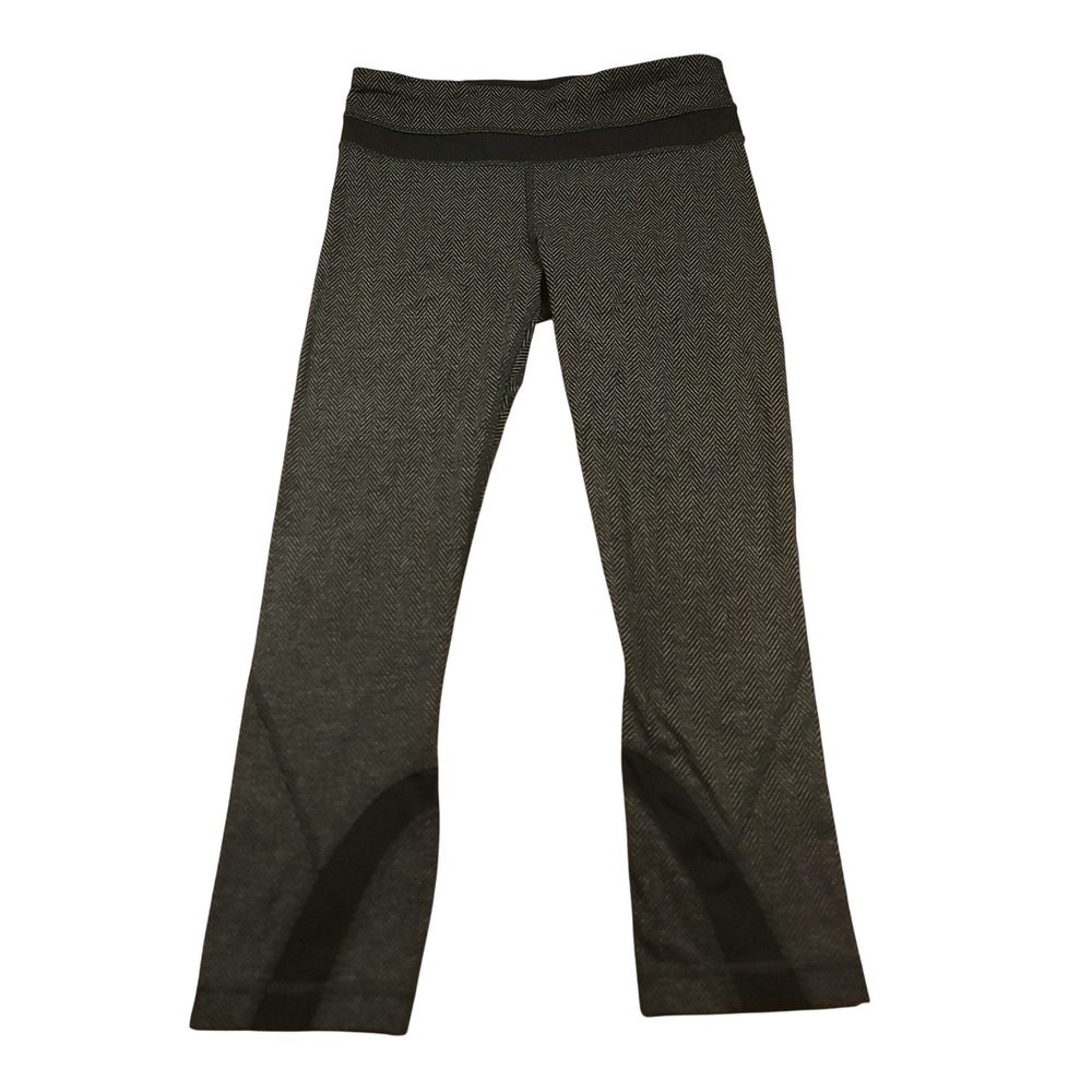 Lululemon herringbone athletic leggings size 4 cropped‎ grey black activewear